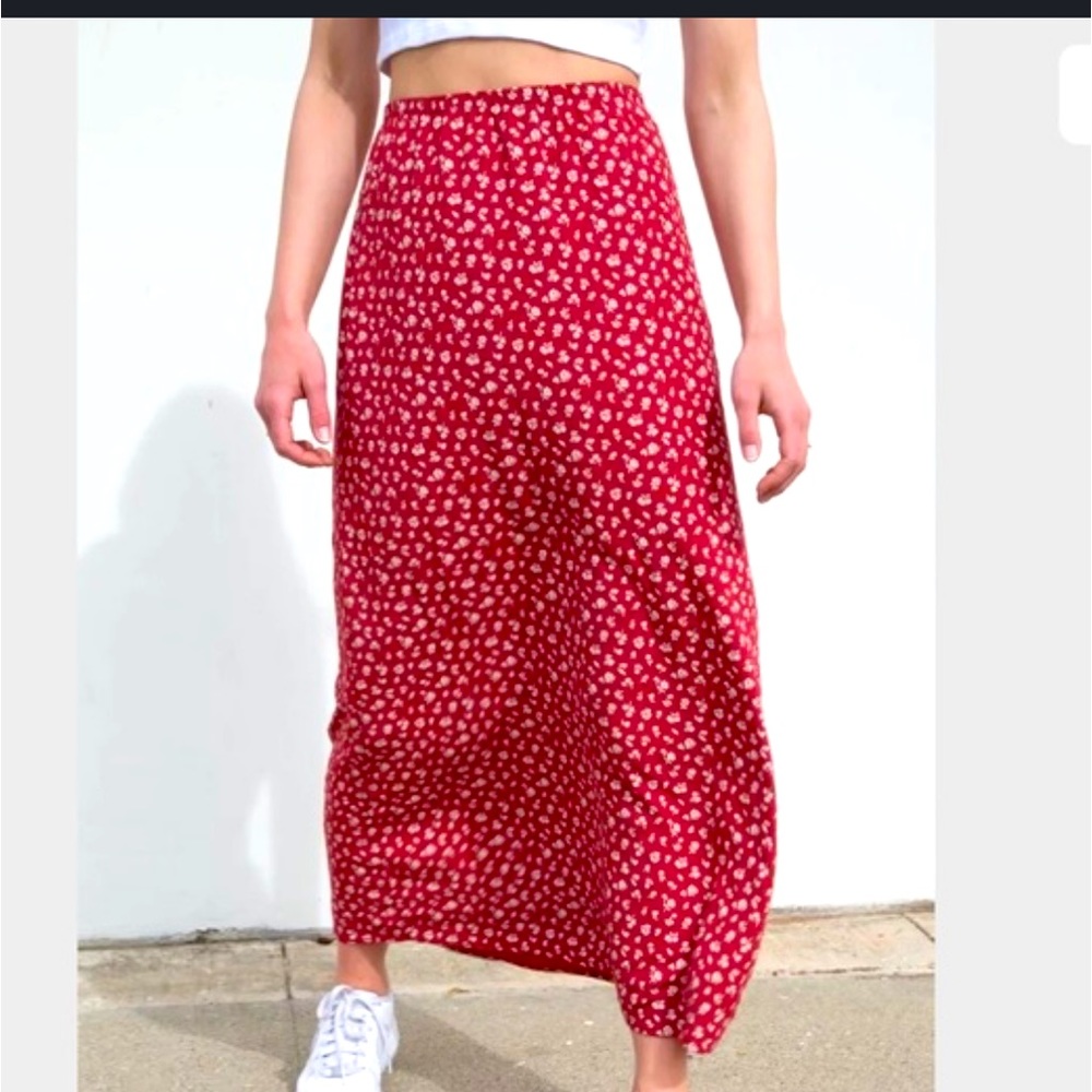 Brandy Melville Red Floral Maxi Skirt